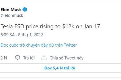 Tesla tăng giá phần mềm 'tự lái hoàn toàn' lên 12.000 USD tại Mỹ