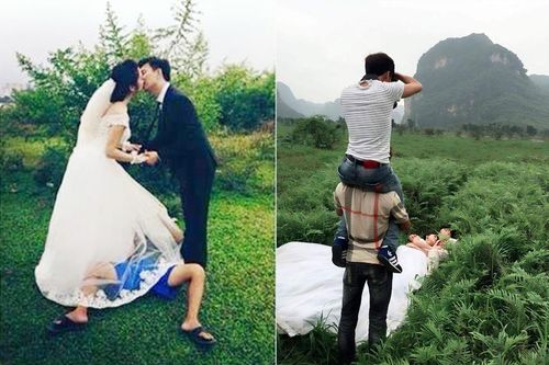 Hình ảnh ít được tiết lộ phía sau các buổi chụp ảnh cưới khiến ai nấy tròn mắt