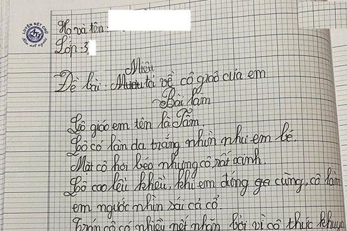Học sinh lớp 3 tả ngoại hình 'cô giáo Tâm', đang xúc động lâng lâng thì cười rũ vì chi tiết cuối: Tả cô hay tả sợi dây thừng?