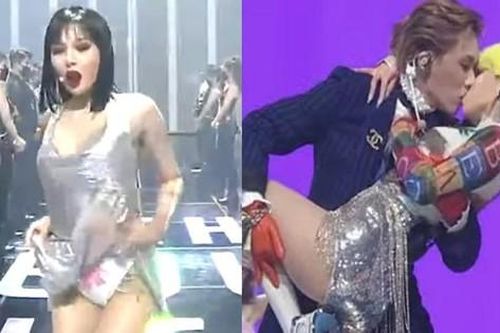 'Nữ hoàng gợi cảm K-pop' tốc váy lộ nội y phản cảm, hôn đắm đuối tình trẻ trên sân khấu