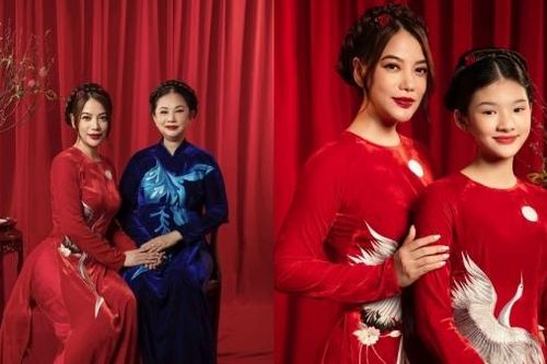 Trương Ngọc Ánh cùng gia đình diện áo dài khoe sắc trước thềm năm mới
