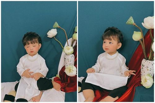 Cưng muốn xỉu bé gái mặc áo dài chụp Tết chuẩn 'thiên thần nhí'