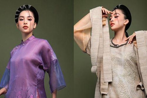 Tiểu Vy diện áo dài dệt theo phong cách của người H'Mông