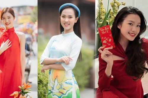 Dàn người đẹp Hoa hậu Việt Nam diện áo dài nền nã ngày đầu năm mới