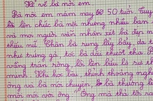 Học sinh lớp 2 tả bà 'đẹp như thiếu nữ', sốc nhất là câu bà nói với ông!
