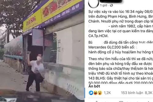Lan truyền clip tố 'nữ trung tá' ném đá xe Mercedes, công an đang xác minh