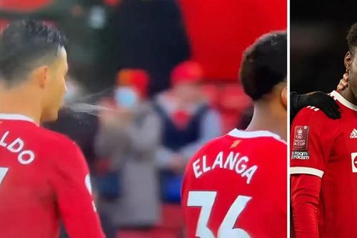 Ronaldo xấu xí, nhổ nước bọt vào đàn em Elanga