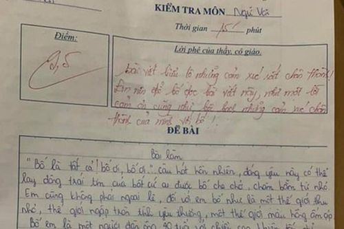 Xôn xao bài văn tả bố đạt 9,5 điểm, cô giáo đọc xong cũng cảm động thốt lên: 'Em nên để bố đọc bài này'