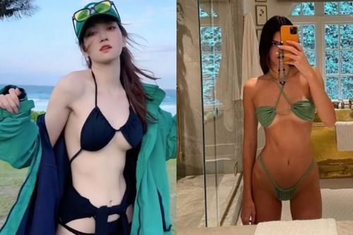 Mặc đồ bơi 'ngược' bắt chước Kendall Jenner, Lê Bống bị chê phản cảm