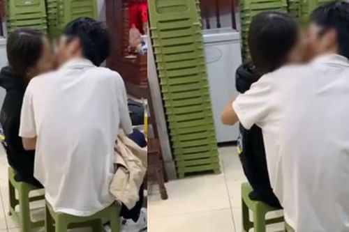 Xôn xao clip đôi bạn trẻ ôm hôn nhau không rời ngay giữa quán ăn khiến những người xung quanh 'nóng mắt'