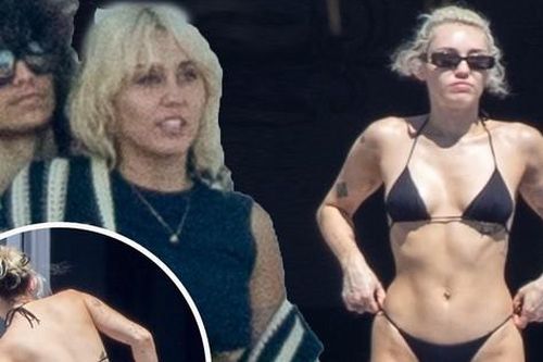 Miley Cyrus sexy hết nấc với bikini bé xíu, ôm hôn tình mới ở Mexico