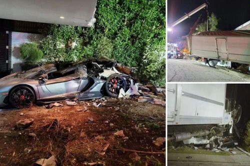 Xe tải mất phanh, tông nát Lamborghini và Bentley đậu trong nhà VĐV nổi tiếng