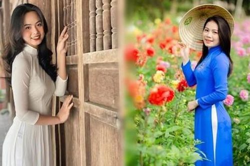 Thả dáng trong tà áo dài thướt tha, nữ cán bộ Đoàn Nghệ An toát lên vẻ đẹp dịu dàng