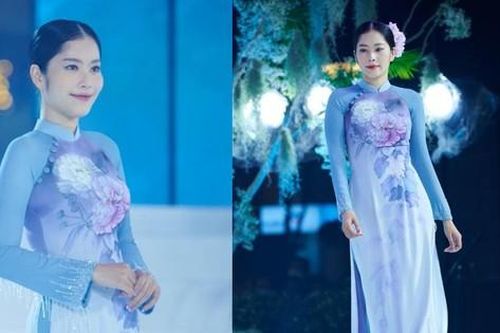 Nam Em khoe nhan sắc trong trẻo với áo dài vẽ tay của nhà thiết kế Trung Đinh