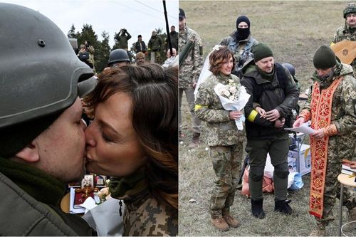 Không váy trắng, tiệc rượu, cặp đôi Ukraine làm đám cưới giữa chiến tuyến