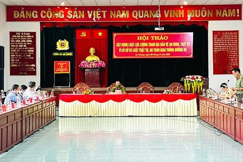 Công an An Giang tổ chức Hội thảo 'Xây dựng Luật Lực lượng tham gia bảo vệ an ninh, trật tự ở cơ sở và Luật Trật tự, an toàn giao thông đường bộ'
