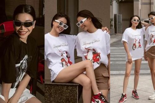 Đào Thị Hà diện đồ đôi phóng khoáng xuống phố cùng Trà Ngọc Hằng