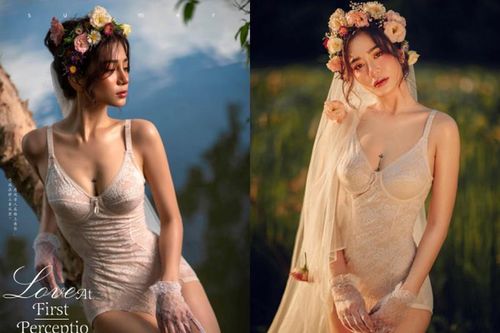 Hóa cô dâu phiên bản cực quyến rũ, gái xinh 'đất Mỏ' gây sốt