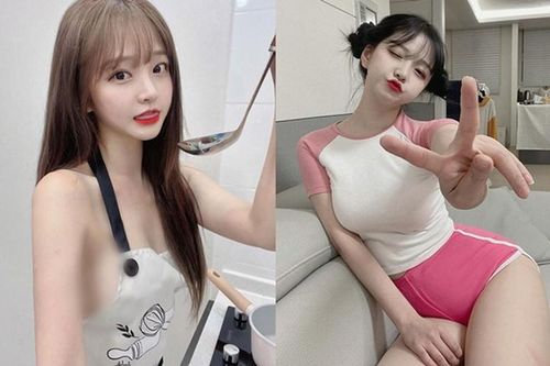 Đỏ mặt trước hot girl ngây thơ 'thả rông' mặc tạp dề nấu ăn