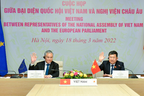 Đoàn đại biểu Quốc hội Việt Nam và Nghị viện châu Âu họp trực tuyến về thực thi EVFTA