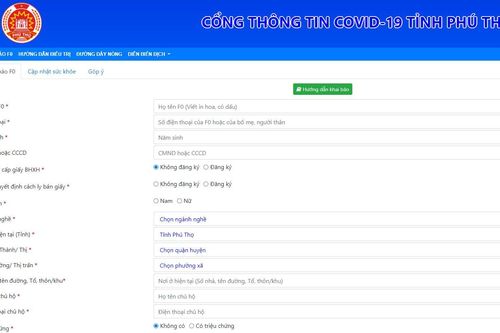 Phú Thọ: Mở cổng thông tin F0 - giúp người dân khai báo y tế trên mạng