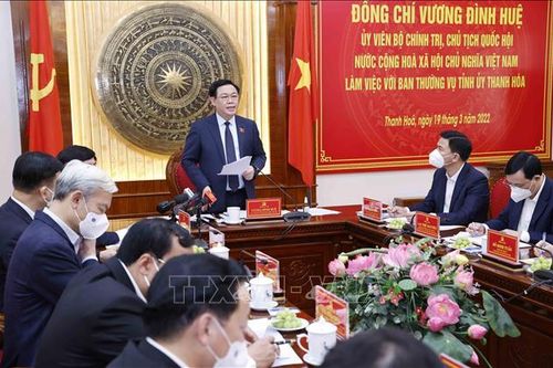 Chủ tịch Quốc hội làm việc với Ban Thường vụ Tỉnh ủy Thanh Hóa