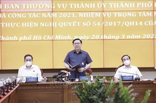 Chủ tịch Quốc hội làm việc với Ban Thường vụ Thành ủy TP Hồ Chí Minh