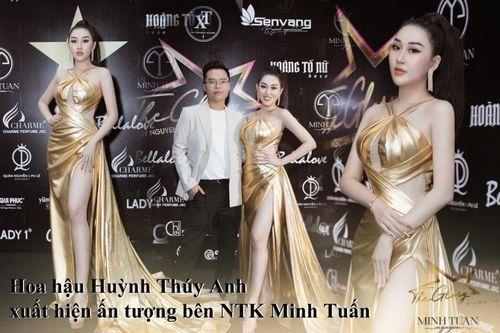 Hoa hậu Huỳnh Thúy Anh xuất hiện ấn tượng bên NTK Minh Tuấn