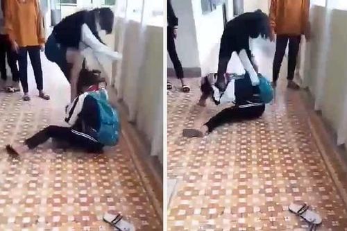 Nữ sinh lớp 6 bị bạn đấm đá dã man ngay trong trường