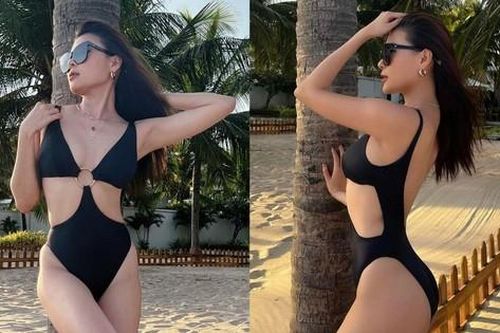 Thúy Diễm khoe dáng nóng bỏng với áo tắm cắt xẻ