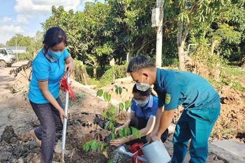 Cán bộ, hội viên, phụ nữ ra quân trồng trên 600 cây xanh tại huyện Tân Hồng và Hồng Ngự