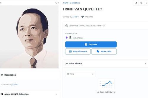 NFT hình ông Trịnh Văn Quyết được giao bán với mức giá 400 triệu