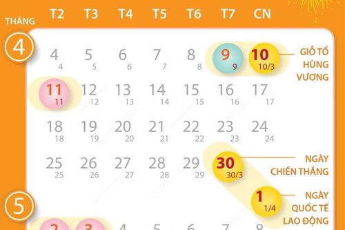 Lịch nghỉ lễ Giỗ Tổ Hùng Vương, dịp 30/4 và 1/5