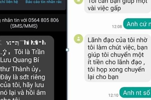 Mạo danh Bí thư Thành ủy nhắn tin… vay tiền
