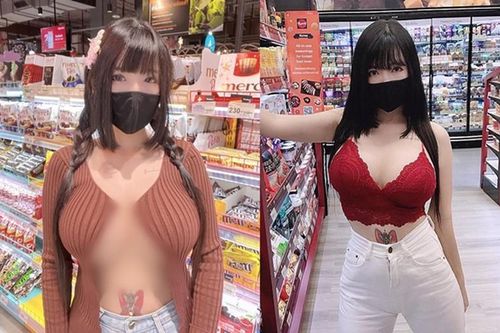 Đỏ mặt trước nàng hot girl vô tư 'thả rông' đi siêu thị