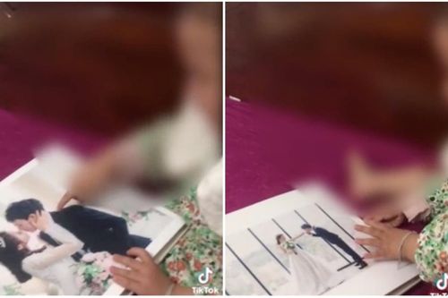 Bố mẹ chụp ảnh cưới không 'mời' còn ngang nhiên thơm nhau, bé gái nức nở: 'Bố không thơm con thì thôi'
