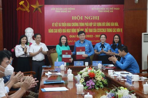 Liên đoàn Lao động tỉnh, Sở Văn hóa và Thể thao ký kết chương trình phối hợp giai đoạn 2022-2026