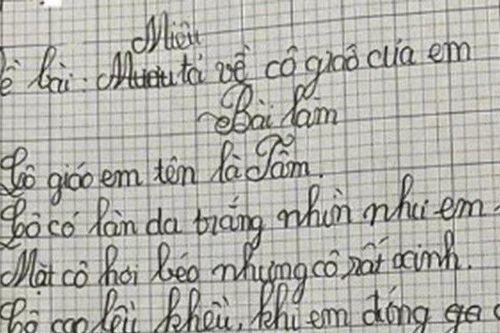 Bài văn tả cô giáo 'cao lều khều, tay sần sùi' khiến dân mạng cười bò