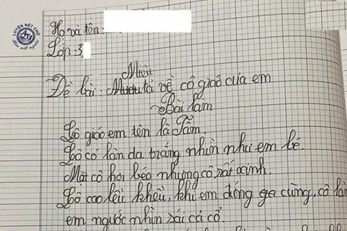Bài văn tả cô giáo 'cao lều khều, tay lòng thòng' của bé gái lớp 3 khiến dân mạng cười ngặt nghẽo