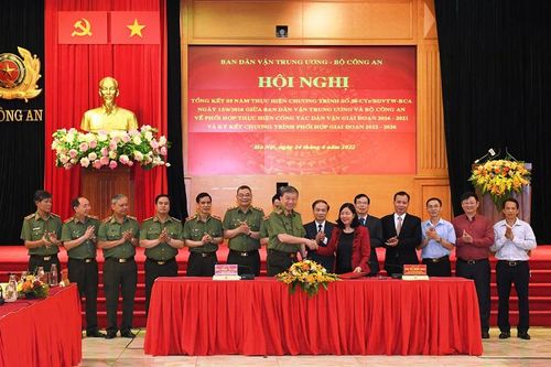 Bộ Công an và Ban Dân vận Trung ương ký kết Chương trình phối hợp công tác dân vận, giai đoạn 2022-2026