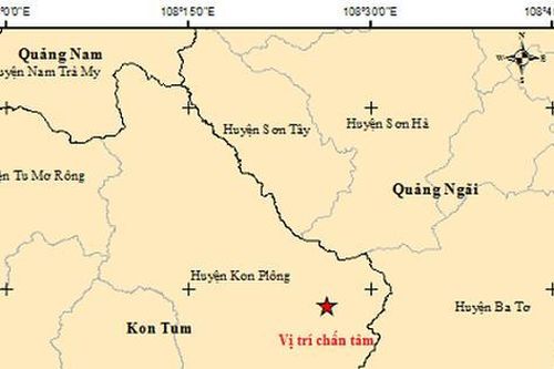 Một ngày xảy ra 5 trận động đất ở Kon Tum