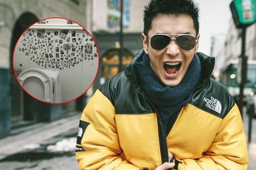 Huỳnh Hiểu Minh bị fan cuồng dán hình khắp nơi trong toilet
