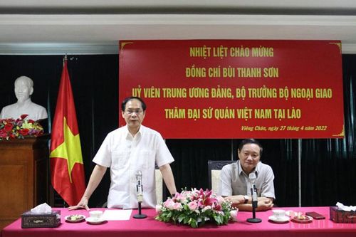 Bộ trưởng Ngoại giao Bùi Thanh Sơn thăm Đại sứ quán Việt Nam tại Lào