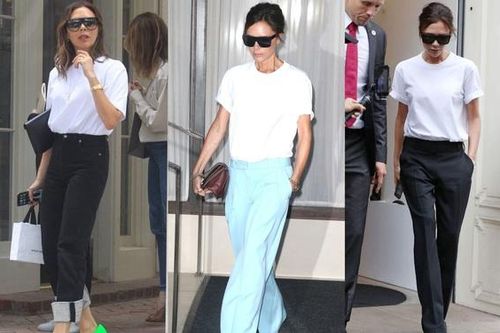 Victoria Beckham diện áo thun trắng đơn giản nhưng vẫn đẳng cấp