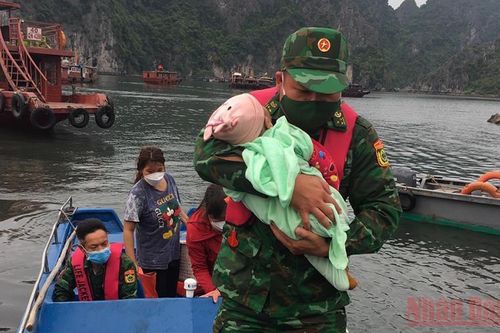 Cán bộ, chiến sĩ Biên phòng Quảng Ninh cứu cháu bé rơi xuống biển