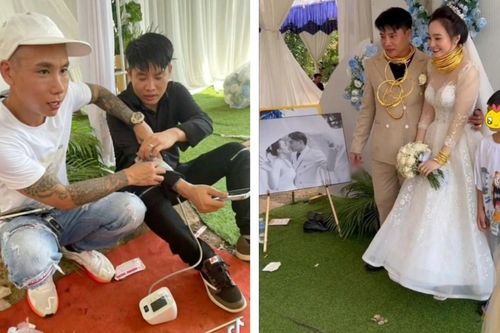 Clip: Cô dâu chú rể đeo vàng trĩu cổ trĩu tay đến mức tụt huyết áp khiến dân mạng trầm trồ