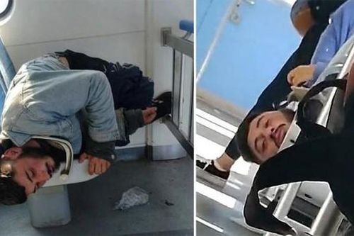 Ngủ quên chui đầu qua tay vịn ghế khiến chuyến tàu bị hoãn