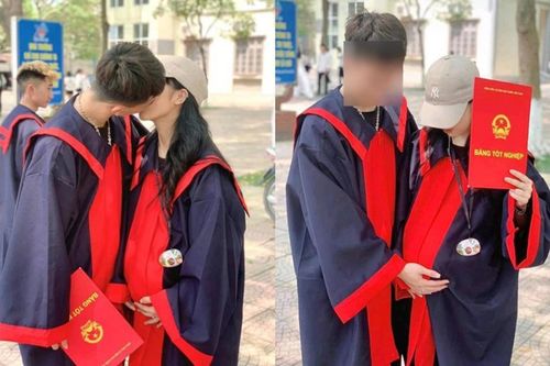 Cặp đôi gây tranh cãi kịch liệt khi khoe ảnh tốt nghiệp cấp 3 khi đang mang bầu, chính chủ nói gì?