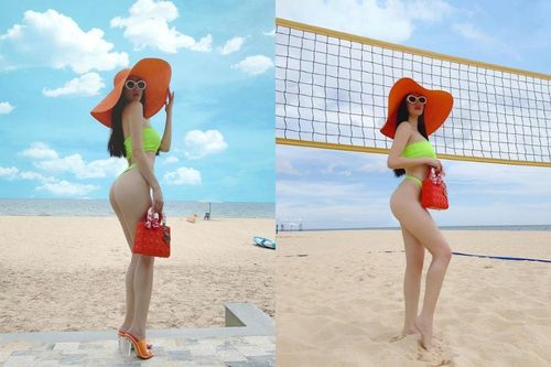Khánh My diện bikini xanh lá nổi bần bật nhưng spotlight lại thuộc về vòng ba 'trứ danh'