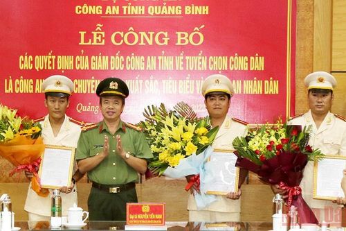 Quảng Bình tuyển công an xã bán chuyên trách xuất sắc vào lực lượng công an nhân dân